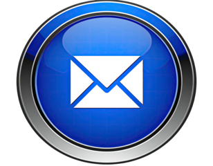 Shiny blue button with a white email icon