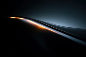 Abstract sleek wave with luminous accents in a dark, curved background, representing modern, futuristic, and minimal aesthetic design elements in a high-contrast composition