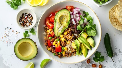 Easy Homemade Burrito Bowl Recipes: Layer with Seasoned Rice, Grilled Chicken, Guacamole, and Salsa, Ready in 30 Minutes for a Quick, Healthy Lunch or Dinner