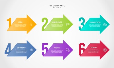 Vibrant infographic timeline showing business process steps for presentations and digital marketing success