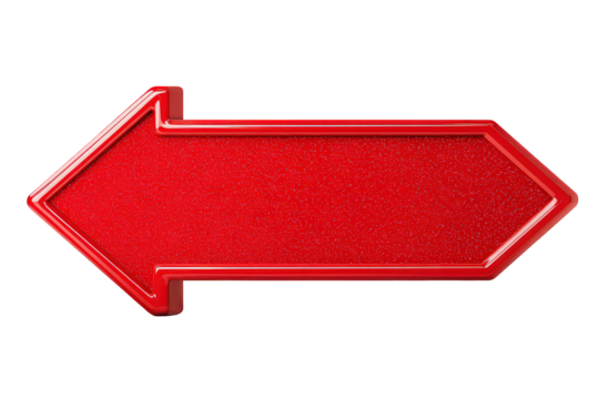 Red Glitter Arrow Sign on Transparent Background
