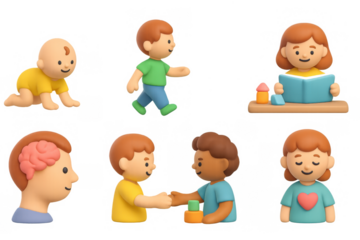 3d cartoon characters in everyday activities: learning, playing, and socializing