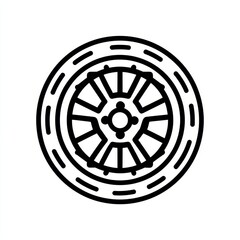 Obraz premium Linear Tire Silhouette. Simple Graphic Representation of a Tire Outline in Wheel Design