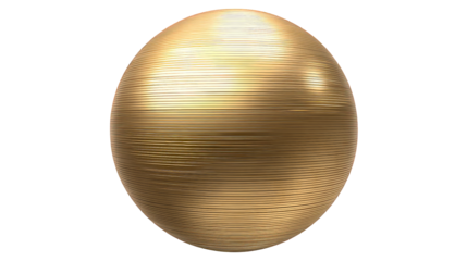 Gold Metallic Sphere 3D Render on Transparent Background