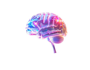3D stylized brain, glowing, vibrant colors