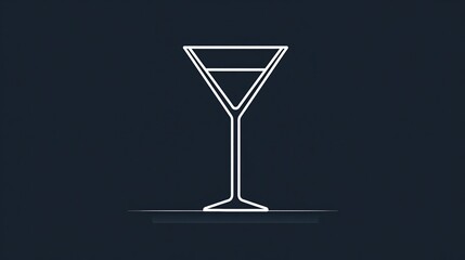 Simple, white outline of a martini glass against a dark navy background