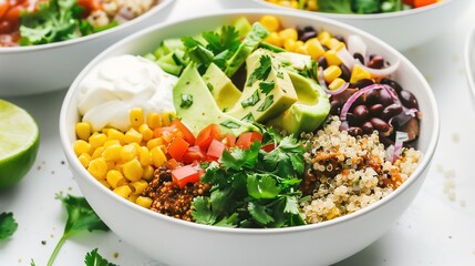 Easy Homemade Burrito Bowl Recipes: Layer with Seasoned Rice, Grilled Chicken, Guacamole, and Salsa, Ready in 30 Minutes for a Quick, Healthy Lunch or Dinner