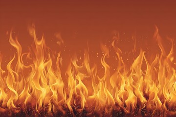 Intense blazing fire flames on a gradient background with vibrant orange and red colors, perfect for depicting heat, energy, and raw power in nature and various creative projects