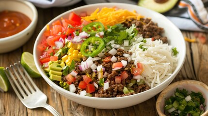 Easy Homemade Burrito Bowl Recipes: Layer with Seasoned Rice, Grilled Chicken, Guacamole, and Salsa, Ready in 30 Minutes for a Quick, Healthy Lunch or Dinner