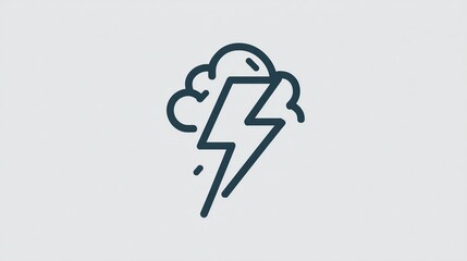 Obraz premium A simple, linear graphic of a lightning bolt emerging from a cloud