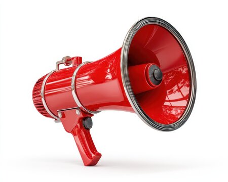 Vibrant Red Horn: Standout Amplifier for Loud Advertisements and Clear Voice Alerts