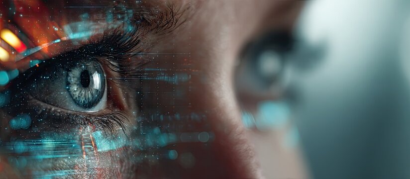 Close up of a persons eye with digital overlay.