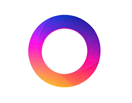A vibrant, circular graphic with a gradient of pink, orange, and blue colors, creating a smooth transition - Powered by Adobe