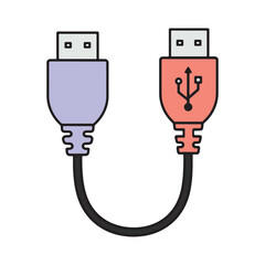 USB cable elements computer accessory for data transfer and charging, a technology concept