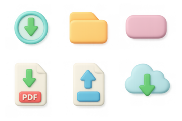3d icons of cloud storage and file management with download and upload symbols