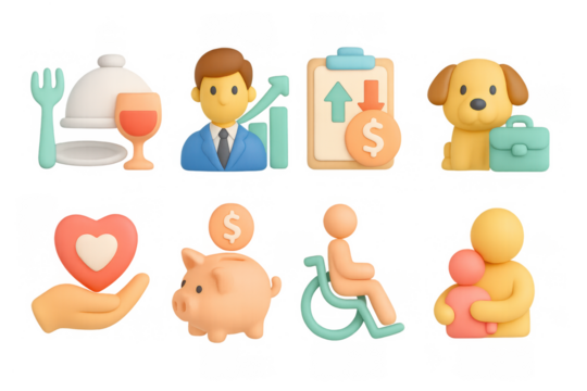 3d icon set featuring business, finance, and family concepts - Powered by Adobe