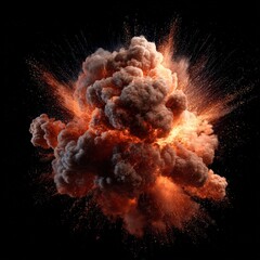 Powerful explosion with billowing smoke and fire showcasing a dramatic and intense display of energy, perfect for science and industrial concepts related to disaster and high-impact visuals.