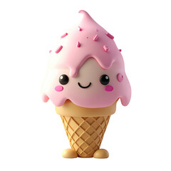Cute pink ice cream cone with a happy face (2)