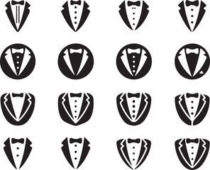 Obraz premium Tuxedo and Suit Vector Icons for Formal Wear, Events, and Fashion Related Graphic Projects