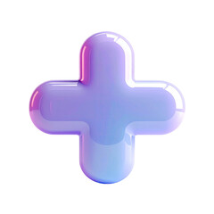 3D plus sign, iridescent purple-blue