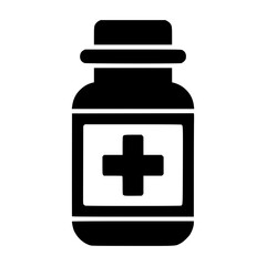 Obraz premium medicine bottle black vector icon with transparent background 