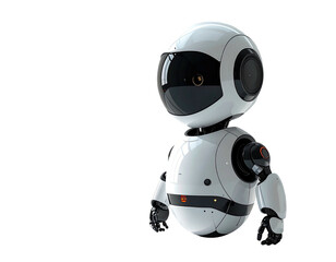 Small white robot with black features