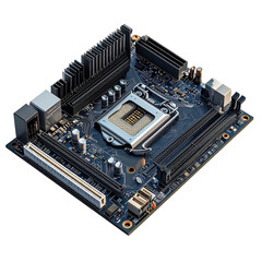 Close-up of a circuit board with a central processor
