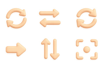 Set of 3d arrow icons featuring rotation and directional symbols