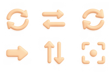 Set of 3d arrow icons featuring rotation and directional symbols