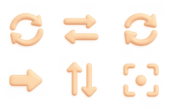 Set of 3d arrow icons featuring rotation and directional symbols