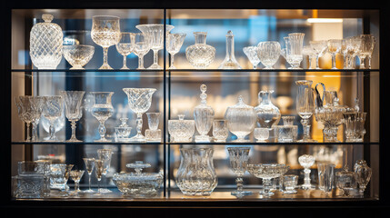 Elegant Glassware Display in Kitchenware Store Window