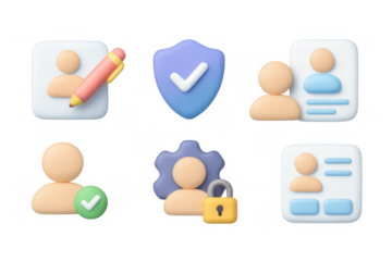 3d icons for user profiles and security settings in a modern interface design