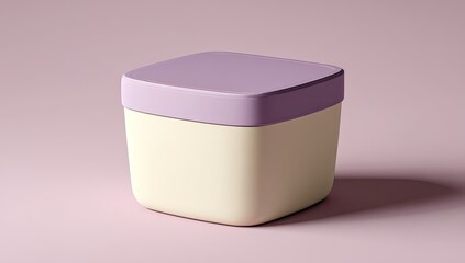 Cream jar, light beige, lavender lid