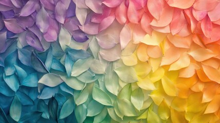 Obraz premium Vibrant, colorful flower petals arranged in a gradient pattern. A kaleidoscope of soft, pastel hues create a mesmerizing visual effect