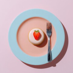 Delicious Strawberry Dessert on Plate with Fork Ready to Eat