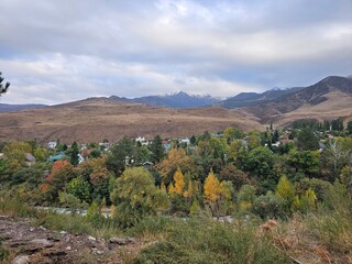 mountain landscape with mountains In ala Archa National Park Kyrgyzstan 