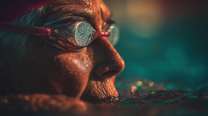 Elderly woman swimming in a pool