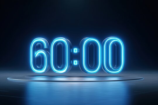 Countdown Timer 60:00 – Blue Glow Futuristic