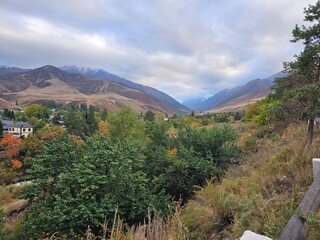 autumn in the mountains In ala Archa National Park Kyrgyzstan 
