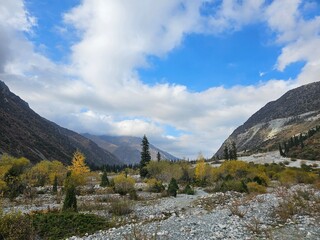 mountain landscape in the alps In ala Archa National Park Kyrgyzstan 