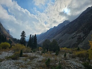 mountain landscape in the alps In ala Archa National Park Kyrgyzstan 