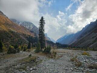 high mountain landscape In ala Archa National Park Kyrgyzstan 