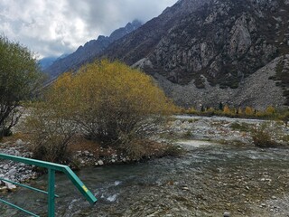  A View of mountains and lake in In ala Archa National Park Kyrgyzstan 