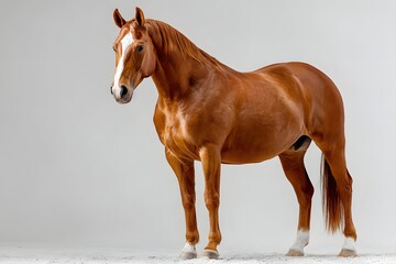 Obraz premium A proud sorrel horse gleams with strength under bright studio light.
