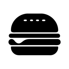 Burger icon, solid black silhouette (Black Vector / Illustration Style)