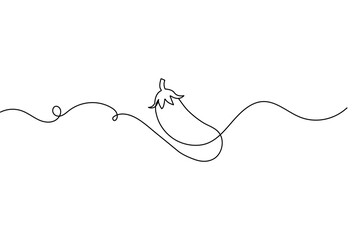 Obraz premium Eggplant vegetable icon in continuous one line drawing minimalist outline simple sketch illustration 