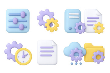 Soft 3d interface elements in pastel colors with gradient glow effect