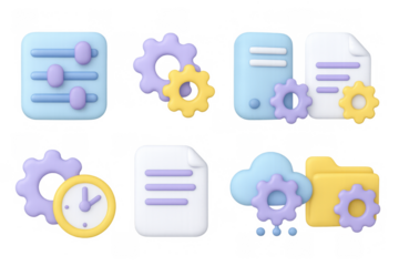 Soft 3d interface elements in pastel colors with gradient glow effect