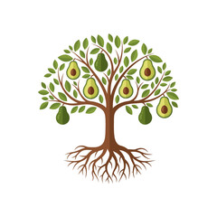 vector logo avocado tree with green leaves