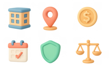 Colorful 3d icons for business and finance applications